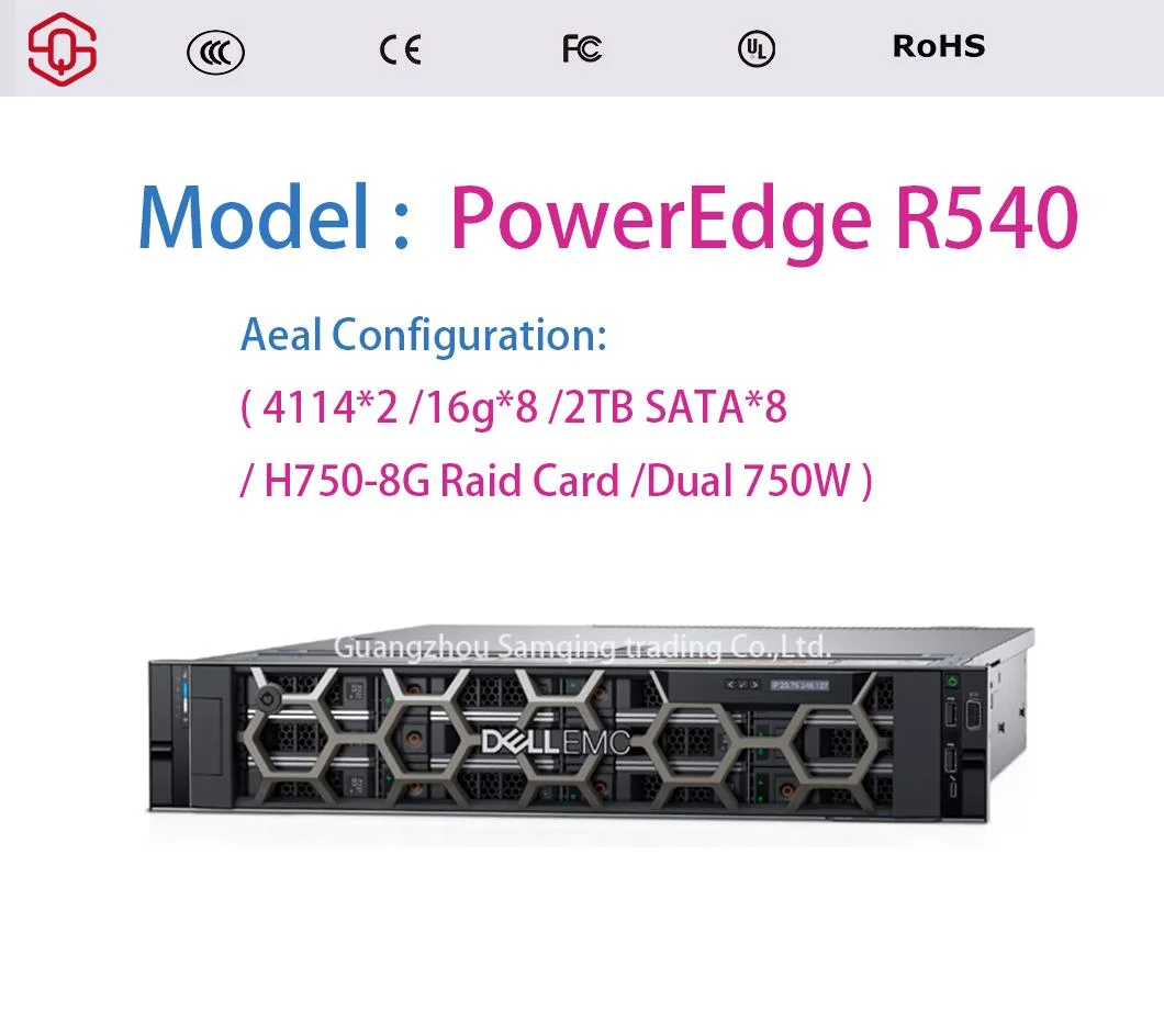 Poweredge R540 2u Rack Server Intel 4114*2CPU/16g*8/2tb SATA*8/H750-8g RAID Card